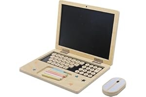 HYGRAD BUILT TO SURVIVE Kids Wooden LapTop And Chalkboard Magnetic Pretend Play Set Early Development Kids Laptop Computer Play Set