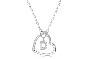 LIHELEI Damen Halskette Herz Buchstabe 925 Silber Kette Damen Personalisiere Kette, Geburtstags und Weihnachten Geschenk Für Frauen Mädchen Mama Freundin - A-Z