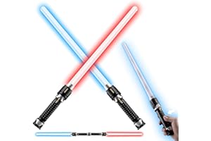 skicare 2-in-1 LED-Lichtschwert Blau Rot, 2er-Pack Laserschwert für Kinder, Leuchtschwert für Halloween, Weihnachten, Cosplay und War Fighters Kostüm