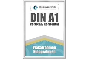 DisplayLager - A1 Weiß Klapprahmen mit 25mm Aluminium Profil, Entspiegelter Schutzscheibe, Befestigungsmaterial