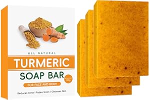 BAINUAI Lemon Turmeric Kojic Acid Soap, Citron Curcuma Koji Acid and Turmeric Soap, Savon éclaircissant au curcuma, savon éclaircissant au citron et acide kojique (3 pièces)