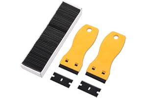 FOSHIO 2 PCS Raschietti in plastica con 100 Lame in raschietto in plastica, Raschietto plastica dura, Rimozione Adesivo in plastica, Rimozione della Colla in Vinile (giallo)