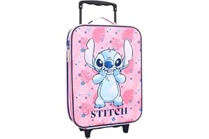 mybagstory - Valigia - Stitch - Rosa - Bambino - Bagaglio - Viaggio - Vacanza - Valigia ragazza - Dimensione 42 cm - Ruote - Idea Regalo, Stitch, rosa, Classico