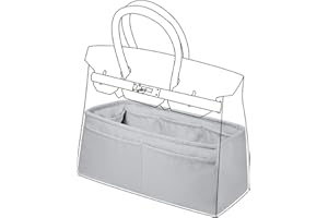 DGAZ Handbag Organiser Satin thick, Silk,Luxury Bag Organiser and Women Bag Insert, Fits Birkin 25/30/35/40 Bags (Pearl Grey, BK25)
