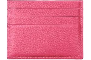 Hibate Women's Real Leather Slim Wallets Card Case Holder Front Pocket Sleeve Debit Credit - Rose Pink