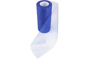 LOG-CABIN Stoffa in tulle con glitter in rotolo, larghezza 15 cm e lunghezza 22,9 m, per decorazione royal blue