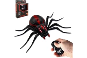 PIXIBOND Remote Control Spider Toy, Realistic RC Spider Electronic Animal Toy with LED Eyes & Wriggling Legs Electric Kids Wireless Remote Control Spooky Crawlers Prank Halloween Christmas Birthday Gifts