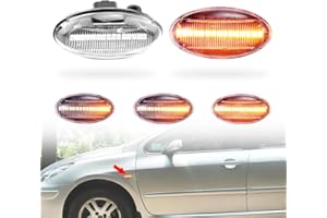 MKptopia Indicatore luminoso laterale a LED per parafango anteriore, indicatore di direzione, Compatibile con Peu-geot 307 206 207 407 107 1007 108 607 Citr-oen C1 C2 C3 C5 - Vetro bianco