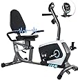 ISE Cyclette Orizzontale Magnetico con Sella Regolabile,Recumbent Ergometro Ideale per Allenamento di Recupero,Sensori di Pul