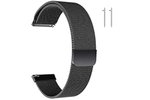 JUHONNZ Bracelet de Montre Metal pour Homme Femme,Bracelet de Montre Magnétique pour Montre Connectée et Montre Traditionnelle Dégagement Rapide 16mm/18mm/20mm/22mm Argenté/Noir