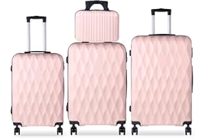 Lishetimig Luggage Sets 4 Piece Travel Suitcase Set with ABS Hard Shell Luggage, Secure TSA Lock with 360° Spinner Wheels, 14" 20" 24" 28" Case-Airline Approved (Pink)