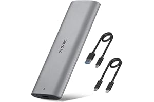 SSK Adaptador de Caja SSD M.2 NVME sin Herramientas, USB C 3.2 Gen 2 10 Gbps PCIe MKey JMS583 Chip Caja SSD Externa, Compatible con UASP Trim para 2242/2260/2280 (SATA SSD NO Compatible)