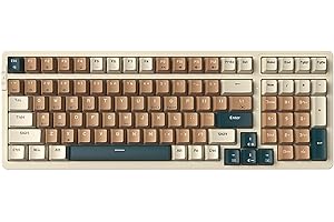 Qisan Mechaniczna klawiatura bezprzewodowa, USB, przewodowa klawiatura gamingowa, podświetlenie RGB, niebieski przełącznik, 100 klawiszy, układ US (beżowa/brązowa/ciemnozielona Combo)