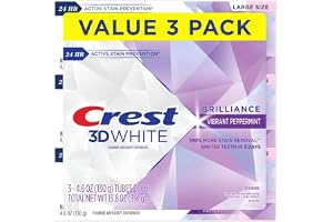 Crest Toothpaste 3D White Brilliance Vibrant Peppermint, 4,1 oz (förpackning med 3)