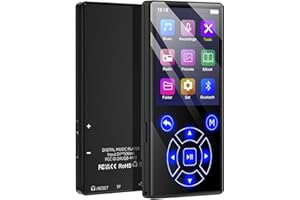 Gueray Odtwarzacz MP3 z Bluetooth 5.0, przenośny odtwarzacz MP3, 128 GB, cyfrowy odtwarzacz muzyki z dźwiękiem Hi-Fi, wbudowane radio FM, głośnik, obsługa rejestratora głosu, karta TF