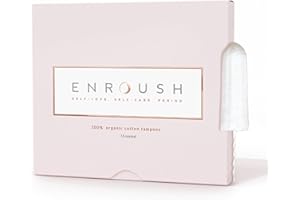 ENROUSH 100% Organic Cotton Tampons | Biodegradable & Toxin Free | Hypoallergenic - Irritation & Allergy Free | Ultra Absorbent - Leak Proof Protection | Healthy & Comfortable Choice - 16 pcs (Normal)