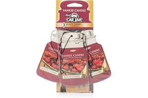 Yankee Candle Car Jar Scented Air Freshener | Black Cherry | 3 Count