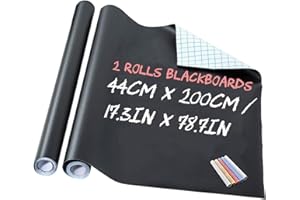 EVBEA 2 Rollos Pizarra Negra Autoadhesivo Pegatinas Pared Tiza Vinilo Papel Pizarra Adhesivo 43cm x 200cm para la Escuela Casera Oficina