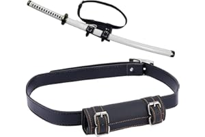 NBEADS Sword Bags, 112x2.6cm PU Leather Belt and 20.7x15.1cm Scabbard Weapons Swords Carry Case Leather Storage Bag Medieval Knight Back Scabbard for Halloween Role Playing Cosplay, Black