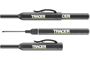 Tracer Pennarelli a punta lunga, per marcatura fori profondi, con fondina e clip integrata per pantaloni/camicia, confezione da 2