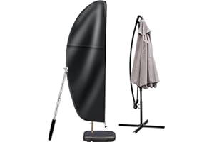 OKPOW Sonnenschirm Schutzhülle - 600D Ampelschirm Abdeckung 2 bis 4 m Große Wetterfeste Schneesicher UV-Anti Winddicht - Schirmhülle mit Reißverschluss Kordelzug Wasserabweisend Staubdicht Reißfest