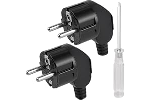 AXFEE 2 Stück Eurostecker, 250V 16A Euro Stromstecker, Schutzkontakt Stecker, euro-stecker für 8-10mm Kabel, IP44, Langlebig und Bruchfest(Schwarz)