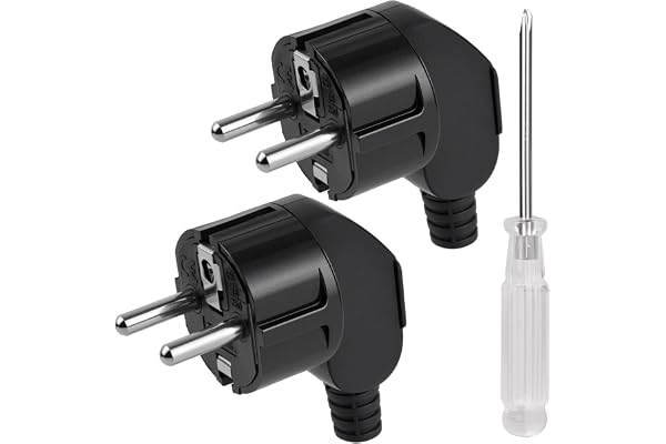 AXFEE Eurostek, 2 st, 250 V, 16 A, jordad kontakt, eurostek för 8-10 mm kabel, IP44, hållbar och brottsäker