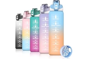 S2C -1L Motivational Water Bottle for Gym & School - Leakproof, BPA-Free, with Time Markers - Perfect for Men, Women & Kids - Hydration Tracker, Inspirational Quotes, Durable Design (GRADIENT BLUE)
