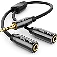 deleyCON 0,20m Audio Klinken Y Splitter Kabel Y-Adapter Kabel - AUX - 3,5mm Klinken Stecker auf 2X 3,5mm Klinken Buchse - 3,5