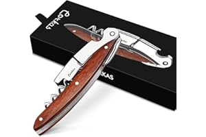 CORKAS Cavatappi Sommelier Professionale, Cavatappi da Cameriere, Apribottiglie Vino Manuale a Doppio Battente, Tagliacapsule e Apribottiglie (Rosso)