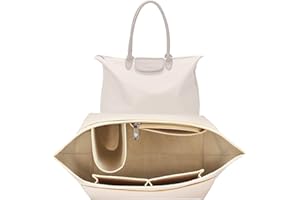 BOOSHMall Organisateur de Sac, Rangement Sac à Main pour Longchamp, Multi Poches Sac Pliage Femmes, pour téléphone, Clés, Tasse d'Eau(Beige, M)
