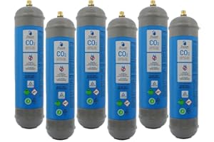 BELLEROFONTE Bombola CO2 per gasatore 600 gr usa e getta attacco M11x1 per erogatori - gasatori acqua frizzante co2, contenitore in acciaio N° 6 Bombole