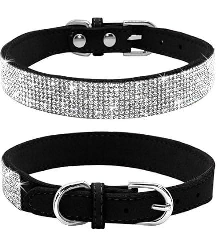Glitzerndes Wildleder-Hundehalsband Mit Strasssteinen – Weich, Verstellbar, In 5 Größen Für Kleine Bis Mittelgroße Hunde & Katzen