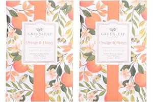Greenleaf 2 pack of ORANGE & HONEY Large Scented Sachet Bag, Drawer Fragrance Wardrobe Air Room Freshener for Living Room Bedroom Bathroom Laundry Basket or Car - Fragrance Notes of Fruits & Vine