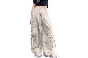 SEAUR Cargo byxor flickor fritidsbyxor säckig hiphop-byxor med elastiskt midjeband rosett lätta tunna sommarbyxor 4 fickor fritid streetwear barn 5–14 år