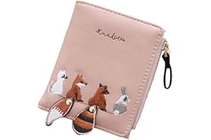 Liummrcy Small Wallets for Women,Ladies Card Purse Small Wallets,Women's Small Purse, Folding Cute Animals Embroidered Pattern Coin Purse Cartoon Credit Card Case