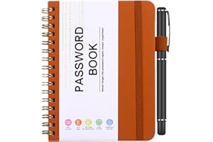 NANKOYAL Password Recording Coil Book,Password Book with Alphabetical Tabs 56 Pages, Small Pocket Internet Password Notebook Hardcover Password Organizer with Pen Loop,100 GSM,14.5x12cm