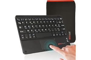 TECHGEAR Pro Clavier AZERTY Bluetooth Sans Fil avec Pavé Tactile Multifonctionnel Intégré pour Tablette et Téléphone, LG, Lenovo M10, Samsung, Huawei, OnePlus, YESTEL, YOTOPT, SANNUO (avec Housse)