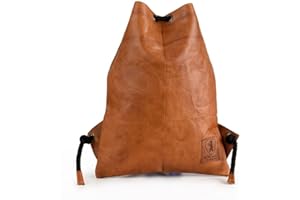 Berliner Bags Vintage Sac à Cordon en Cuir, Sac de Sport Fourre-Tout pour Hommes Femmes - Marron