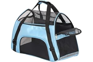 Macallen Trasportino Gatti Morbido Cane Borsa Trasporto per Animali Domestici Viaggio con Tappetino Pieghevole Grande 52 x 27 x 32 Centimetri (Blu)