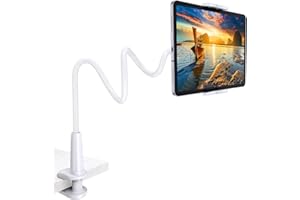 TRYONE Gooseneck Tablet Holder Stand for Bed Adjustable Flexible Arm Tablets Mount Clamp on Table Compatible with iPad Air Mini | Galaxy Tabs | Kindle Fire | Switch or Other 4.7-10.5" Devices