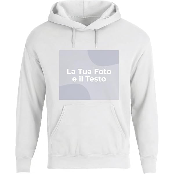 STREADVE Felpa Con Cappuccio Personalizzata Con Foto E Contorno - Regalo Su Misura Per Compleanno, Fidanzati, Amici - 100% Cotone, Taglie Dalla S Alla 5XL, Colori Vari