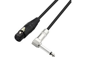 PNGKNYOCN Cable de 6,35 mm mono a XLR de 3 pines, 90 grados 1/4 macho a XLR hembra para caja de sonido, micrófono, amplificador de potencia, etc. (50 cm)