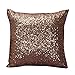 Produktbild TWBB 40 * 40cm Mode Pailletten einfarbig Reißverschluss abnehmbare und waschbare Kissenbezug (Kaffee)