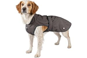 Max & Molly Regenmantel Hund wasserdicht, XL, Stone, Sportliche Regenjacke für Hunde mit verstellbarem Bauchgurt, Reflektierend und Sicher, Regenjacke Hund mit Geschirröffnung