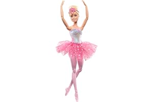 Barbie Dreamtopia ballerinadocka med glittrande ljus | Blont hår och ljusfunktion, med kungligt diadem och rosa tutu, HLC25