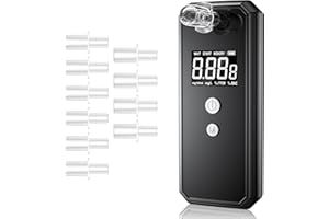 Pohicoo Alcoholímetro Homologado, Alcoholímetro Profesional con Pantalla Digital, Alcolimetros Homologados España dgt Portátil con 10 Boquillas, Test de Alcohol Recargable para uso Privado en el Hogar