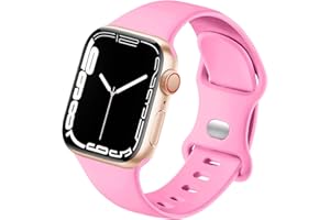 HdanMole Kompatibel mit Apple Watch Armband 38mm 40mm 41mm 42mm 44mm 45mm 46mm, Weiches Silikon Sport Armband Ersatz für iWatch Series 10 9 8 7 6 5 4 3 2 1 SE Herren Damen, Barbie rosa