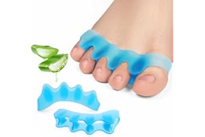 Promifun Gel Toe Separators for Toe Alignment - 4 Pack Aloe Vera Extract Infused Silicone Toe Spacers for Bunions - Toe Spreaders for Straightening Overlapping Toes - Big Toe Corrector for Women & Men