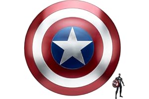 SK MISS Captain America Shield, Adult Metal Shield Reduction Captain America, Red Captain America Cosplay Prop, Full-Size Replica for Decorative